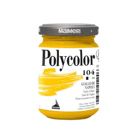 Краска акриловая Polycolor Maimeri, Желтая №104, 140 ml