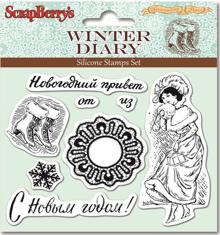 Набір силіконових штампів Зимовий щоденник-3 10*11см 