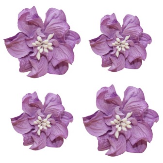Цветы кучерявой фиалки, фиолетовые, D-5см (2шт), D-4см (2шт)