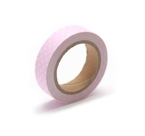 Тканевый скотч розовый в белый горошек №47, 15 мм*4 м, ScrapBerr