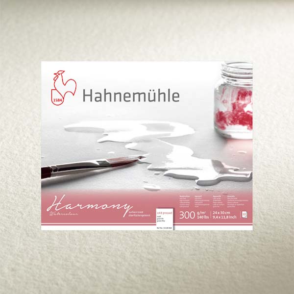 Блок акварельной бумаги Hahnemuhle «Harmony», 100% целлюлоза, мелкое зерно(НР), А3, 12л, 300г/м2 - фото 1