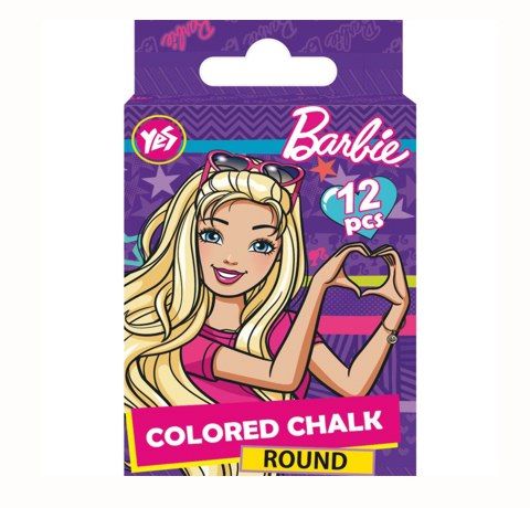 Мел цветной круглый "Barbie" YES, 12 шт/уп. - фото 1
