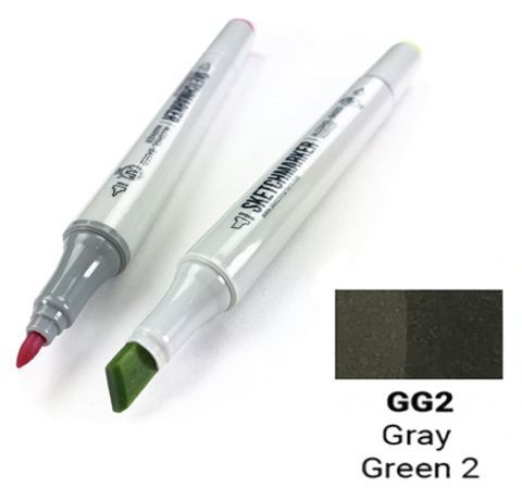 Маркер SKETCHMARKER, колір СЕРО-ЗЕЛЕНИЙ 2 (Gray Green 2) 2 пера: тонке та долото, SM-GG02 