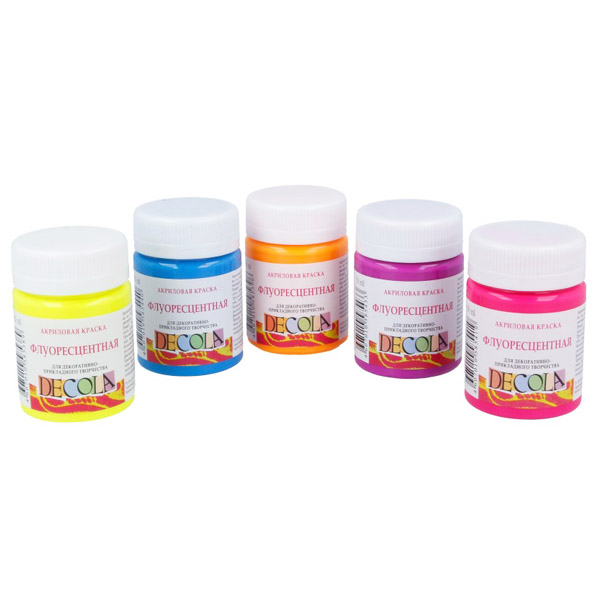 Фарби для тканини флуоресцентні Decola (кольори в асорт.), 50 ml.  - фото 1