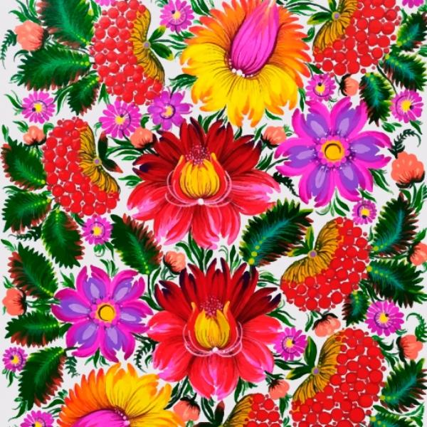 Алмазна мозаїка на підрамнику SANTI «Квітковий червоний орнамент», 30х30 см - фото 1