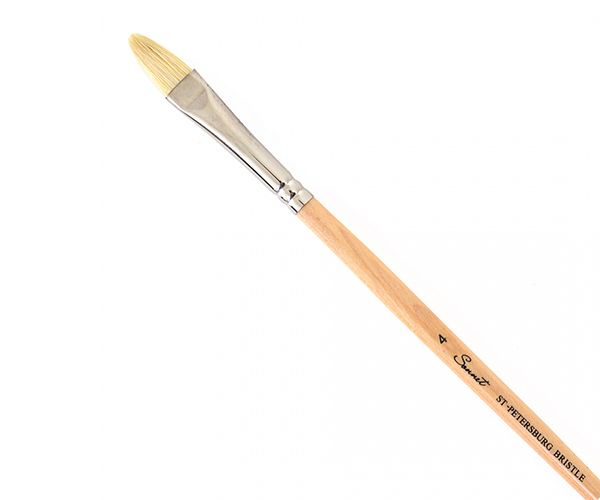 Пензель щетина «Сонет» овальна, довга ручка, покрита лаком, № 4, ширина 10 мм 