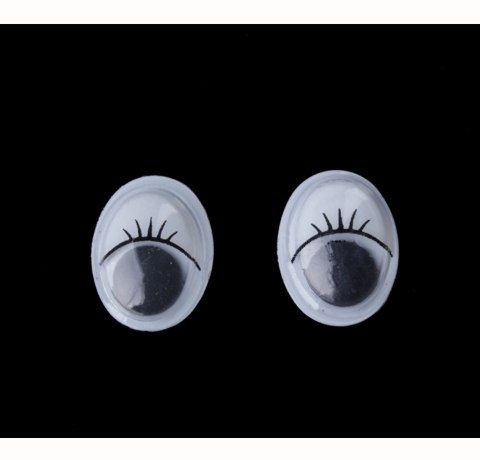 Глазки для игрушек, подвижные,с ресничками, овальные, 10х13 мм (10 шт./уп)