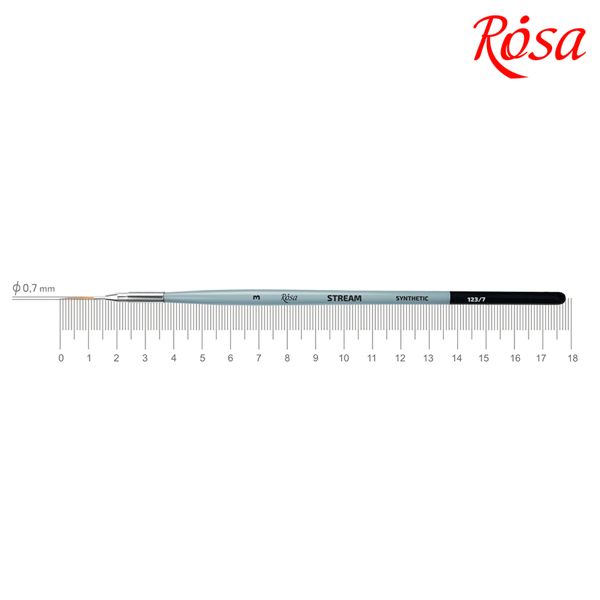 Кисть ROSA STREAM 123/7, синтетика круглая лайнер, короткая ручка, №3 - фото 1