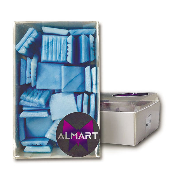 Скляна мозаїка ALMART, глянсова, БЛАКИТНА, 20x20 мм, 150 гр (50 шт). 