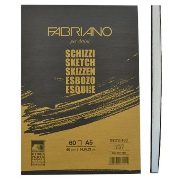 Склейка для эскизов Fabriano Schizzi Sketch A5 (14,8х21 см), 90г/м2, 60 л.