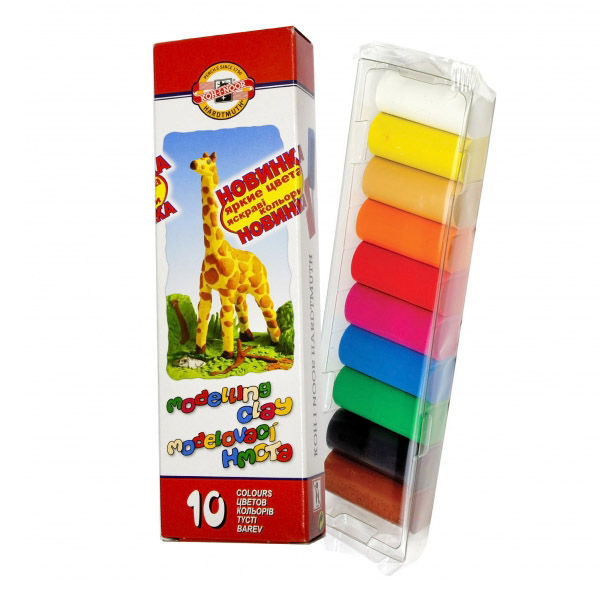 Пластилін дитячий Koh-i-Noor "Жираф", 10 кольорів, 200 гр. 