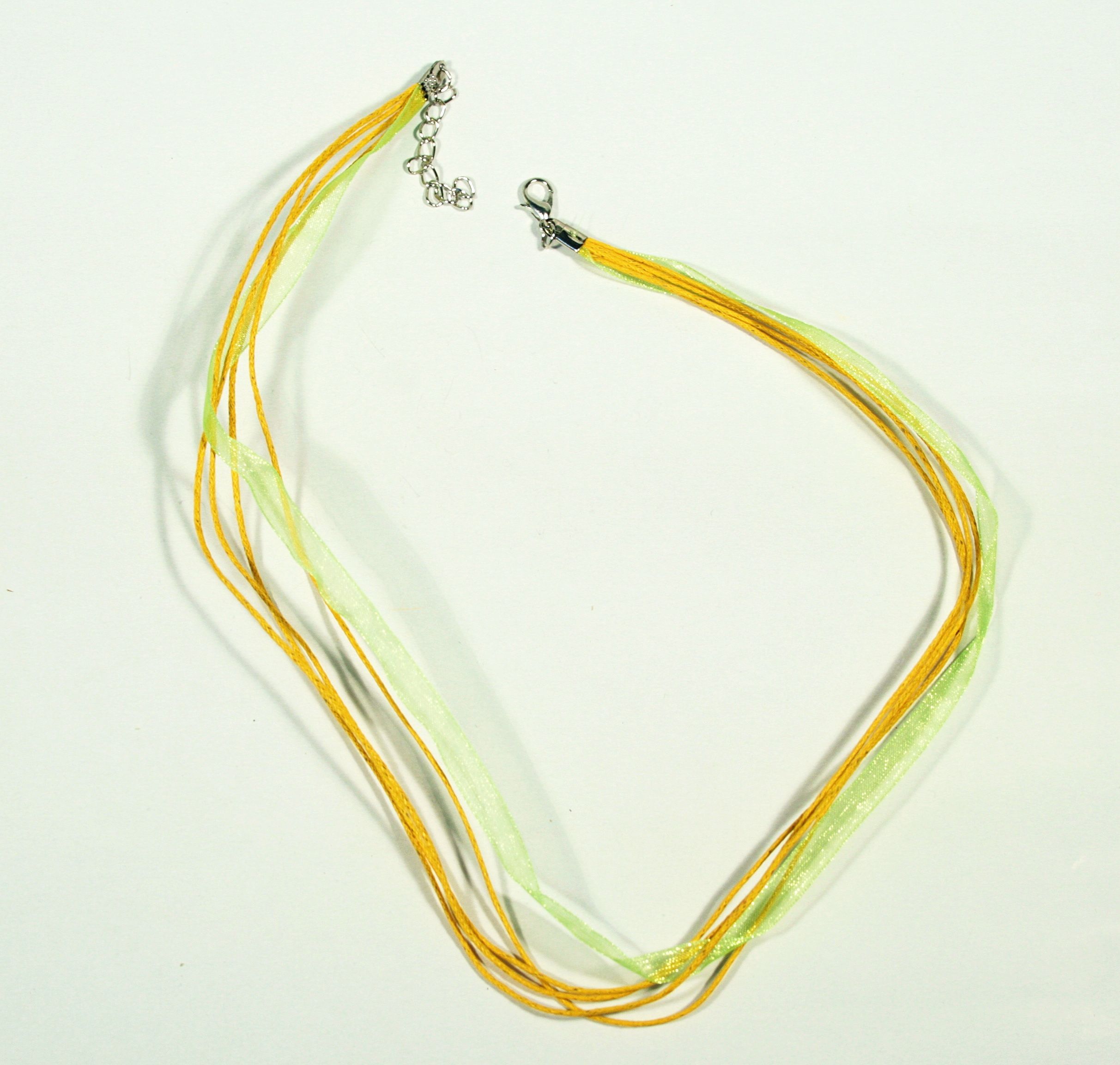 Лента из органзы с вощеными шнурами, Желто-зеленая, 2 шт./уп