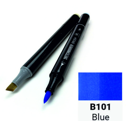 Маркер SKETCHMARKER BRUSH, цвет СИНИЙ (Blue) 2 пера: долото и мягкое, SMB-B101