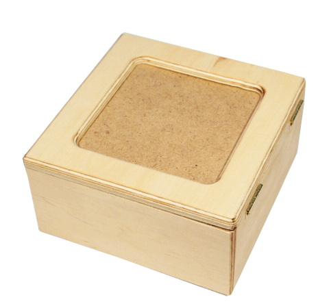 Дерев'яна скринька квадратна зі вставкою МДФ, 15х15 см 