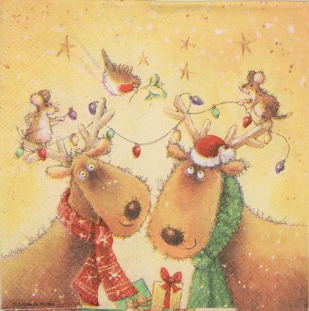 Салфетка Праздничные олени