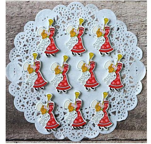 Набор деревянных пуговиц «Рождественский ангел», 40 мм, 10 шт./уп.