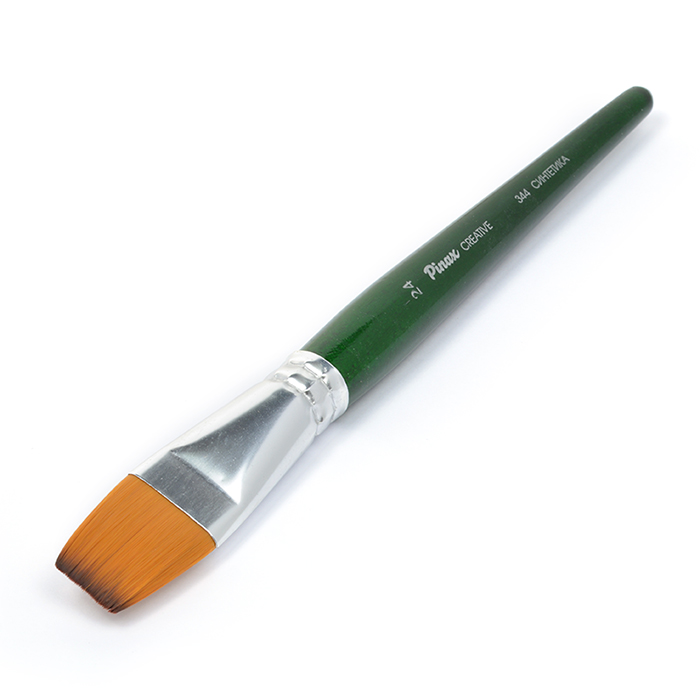 Кисть из синтетики плоская «Creative 344» Pinax (имитация колонка) ручка коротк.зеленая, №24