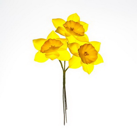 Квіти з тканини Нарциси Жовті, 3 шт/уп 