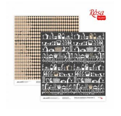 Папір для скрапбукінгу «Recipe book» 3, двосторонній, 30х30 см, 200 г/м2, Rosa Talent 
