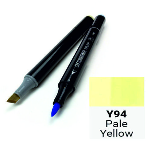 Маркер SKETCHMARKER BRUSH, цвет БЛЕДНО-ЖЕЛТЫЙ (Pale Yellow) 2 пера: долото и мягкое, SMB-Y094