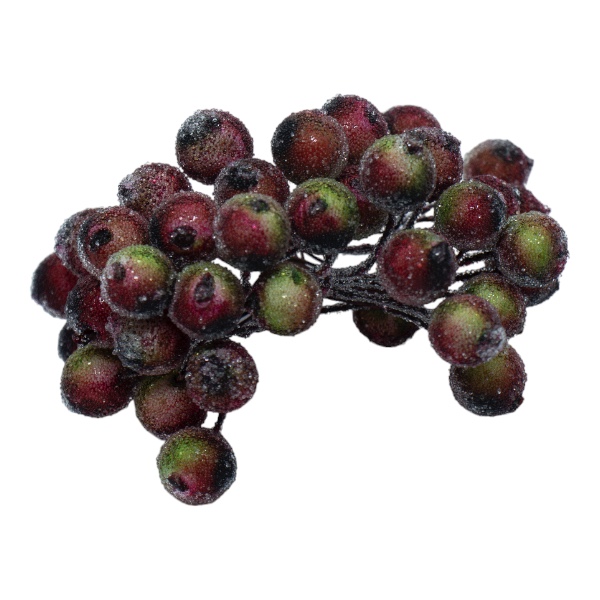 Декоративні ягоди калини в обсипці, на дроті, Зелено-червоні, 20 шт/уп 