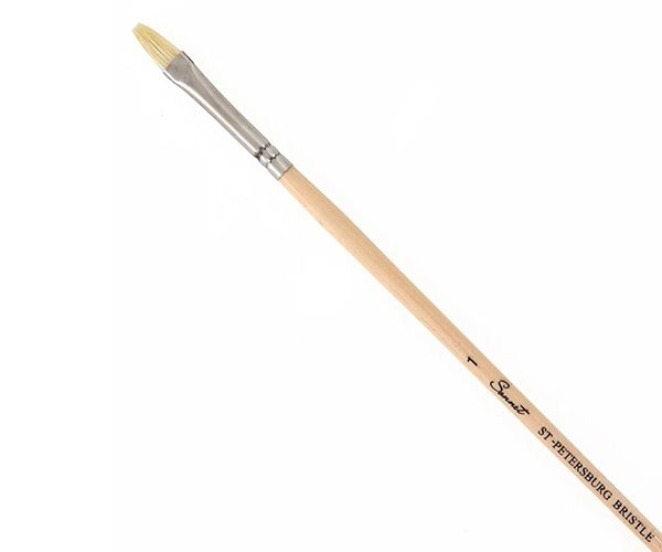 Кисть щетина «Сонет» овальная, длинная ручка, покрытая лаком, № 1, шир. 5 мм