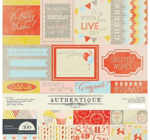 Набор бумаги Authentique «Wishes», 30х30см, 6л.+2л.