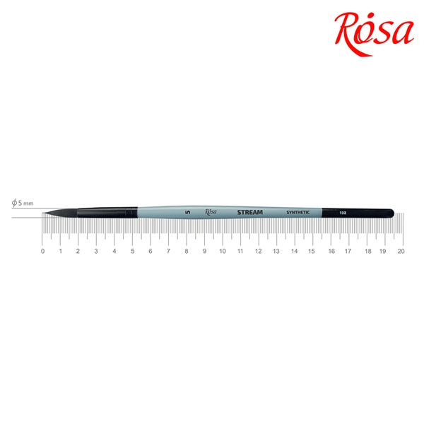 Пензель ROSA STREAM 132, синтетика кругла, коротка ручка, №5  - фото 1