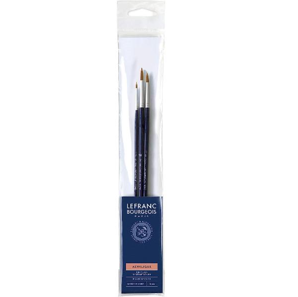 Lefranc набор кистей 3 шт, длинная ручка, синтетика, № 2, 6, 10 - фото 1