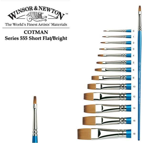 Winsor плоская кисть, синтетика (имит. Соболя), д/р, 555 Cotman Brushes Flat. #4