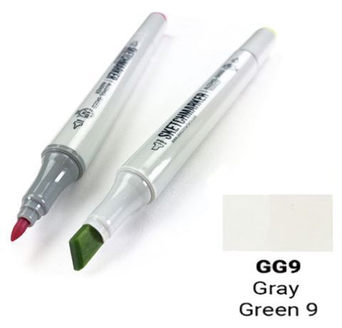 Маркер SKETCHMARKER, колір СЕРО-ЗЕЛЕНИЙ 9 (Gray Green 9) 2 пера: тонке та долото, SM-GG09 
