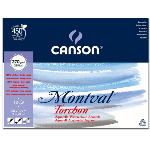 Блок-склейка для акварели Montval Torchon (12 л), 270 g, 24х32 см, Canson