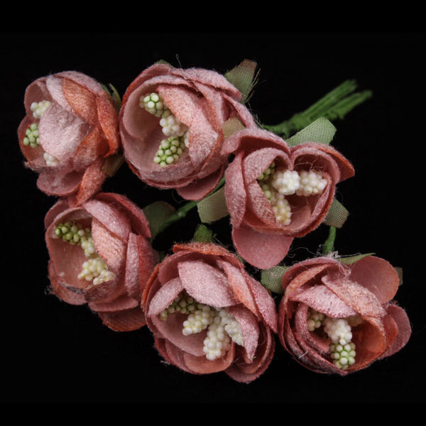 Букетик искусственных цветочков с тычинками 6 шт/уп., РОЗОВЫЕ - фото 1