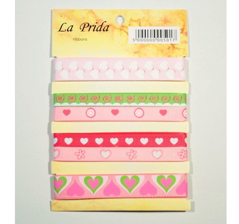Набор текстильных лент «Розовые сердца», 6 шт/уп.