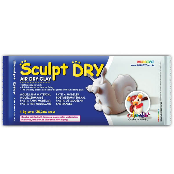 Самозатвердевающая масса MUNGYO Sculpt Dry, белая, 1 кг