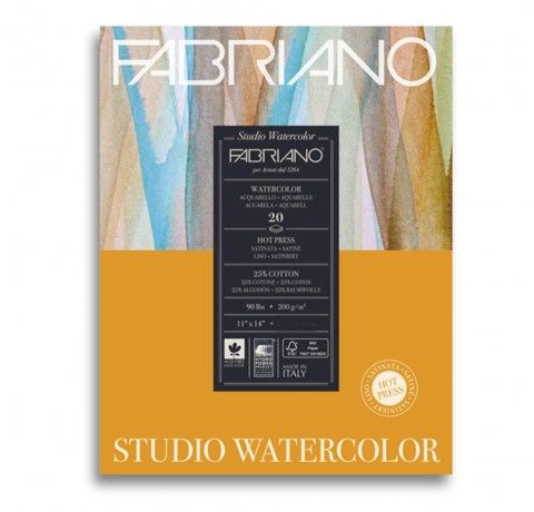 Блок-склейка для акварелі Watercolor Studio Fabriano 22,9 х30, 5см, 200г/м2, 20л, HP, дрібне зерно 