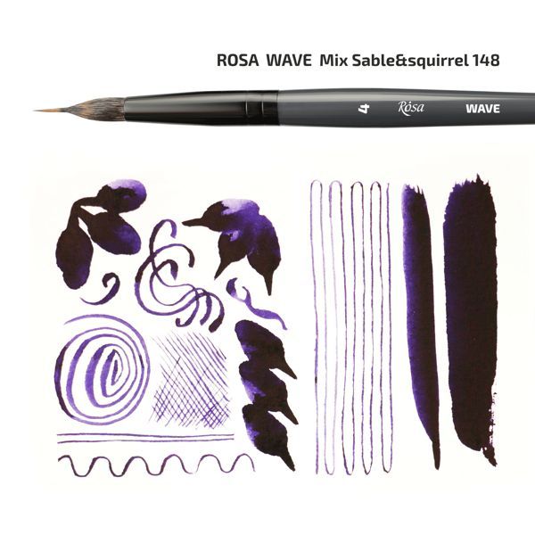 Кисть ROSA WAVE 148 микс: белка/соболь круглый, лайнер, короткая ручка, №8 - фото 2