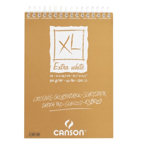Блок бумаги для набросков и графики XL ExtraWhite (120 л.), 90 g, A4, Canson