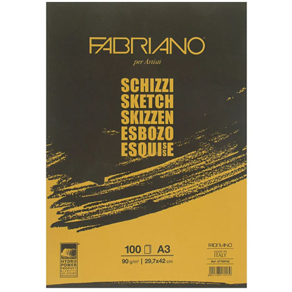 Склейка для эскизов Fabriano Schizzi Sketch A3 (29,7х42 см), 90г/м2, 100л.