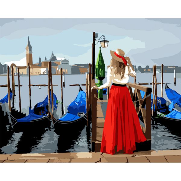 Картина за номерами «Дівчина у Венеції», 40х50 см., SANTI - фото 1