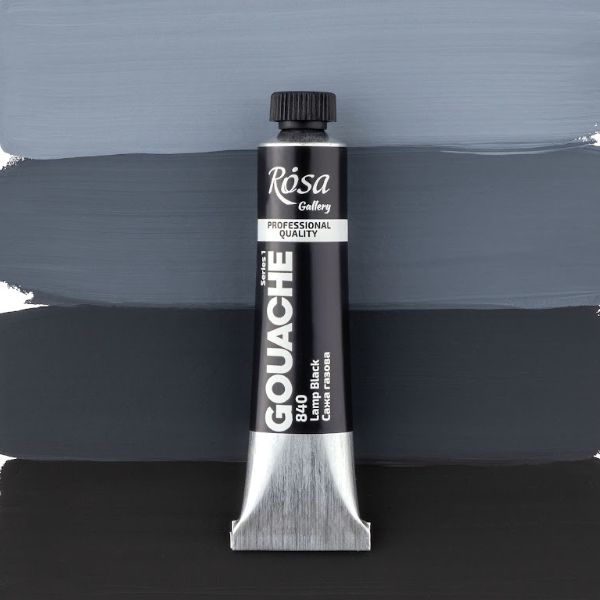Гуашевая художественная краска, ROSA Gallery, туба, 20мл, Сажа газовая (840)
