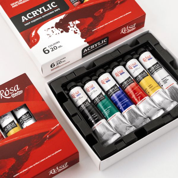 Набор акриловых красок ROSA Studio, 6x20 ml - фото 1