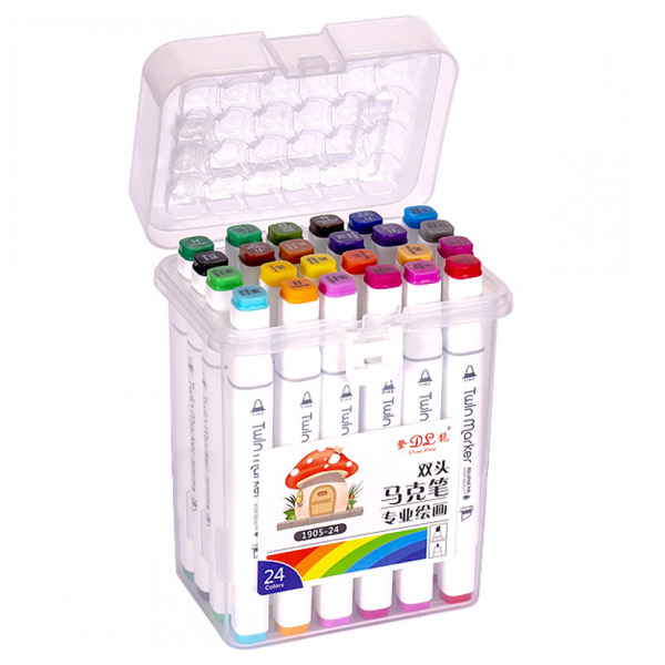 Набор скетч-маркеров для рисования, в пластиковом боксе (24 шт/уп.) - фото 1