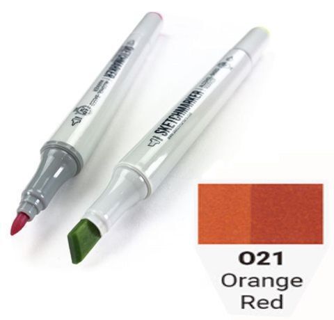 Маркер SKETCHMARKER, цвет ОРАНЖЕВО-КРАСНЫЙ (Orange Red) 2 пера: тонкое и долото,SM-O021