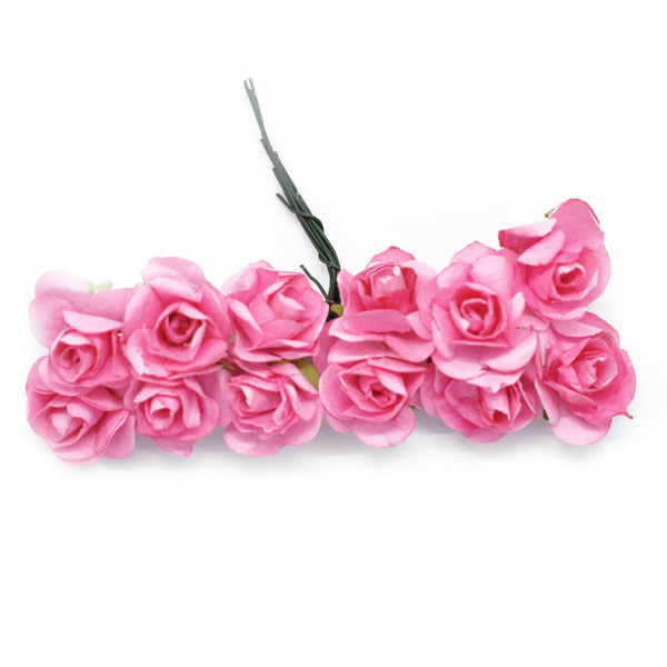 Паперові трояндочки Рожеві, D-15 мм, 12 шт/уп. 