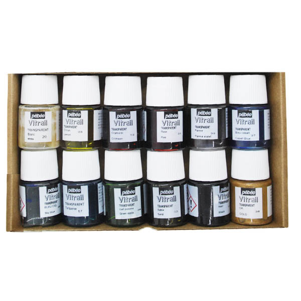 Набор красок по стеклу и металлу Pebeo Vitrail (12цв.х20 мл) в картонной упаковке - фото 2