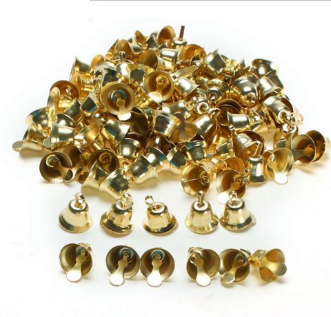 Металлические колокольчики, золотые 10 мм, 10 шт/уп