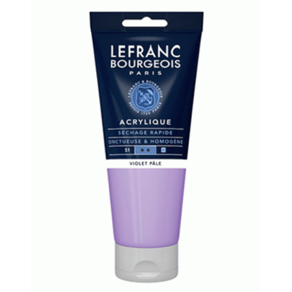 Краска акриловая Lefranc Fine Acrylic Color 200 мл, #659 Pale violet (Пастельно-фиолетовый)