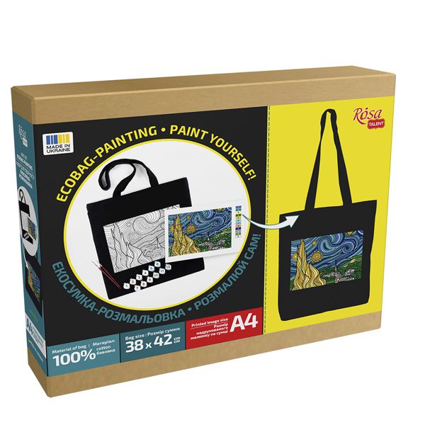 Набор для росписи экосумки «Звездная ночь», хлопок 220 г/кв.м, 38х42 см, ROSA Talent - фото 2