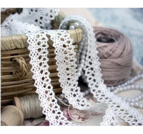 Тесьма кружевная ScrapBerry's, П/Э 1,7 см белоснежная, 2 м/уп.